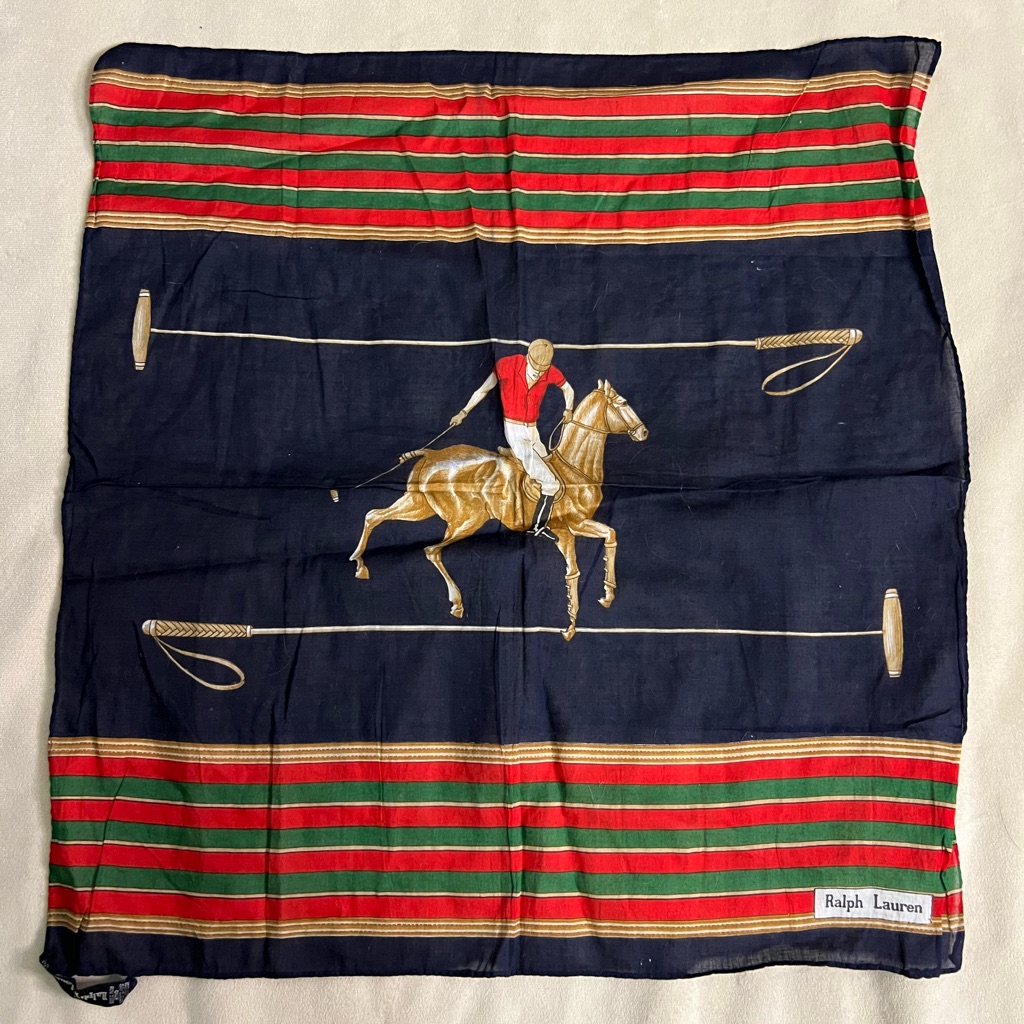 Rare Ralph Lauren Equestrian Silk Scarf Made In Italy Polo Rider Print